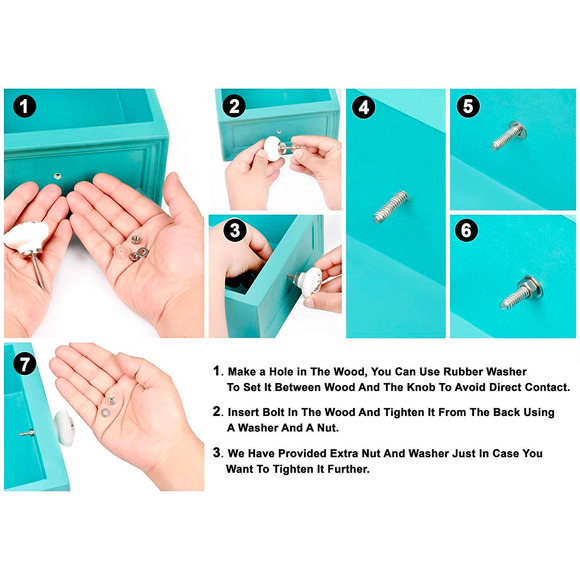 NEW Set of 6 Drawer Rectangle Pull Wooden Knobs Lot with Glass - Picture 8 of 8